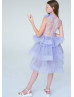 Purple Enchanting Multi-layered Tulle Flower Girl Dress